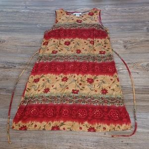 Vintage Colorful Striped Tie Dye Lightweight Sleeveless Tie Back Dress